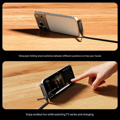 ⚡ Invisible Holder Charger Cable with Stand – Hidden Bracket Design, Fast Charging Support, Tangle-Free & Durable 📱