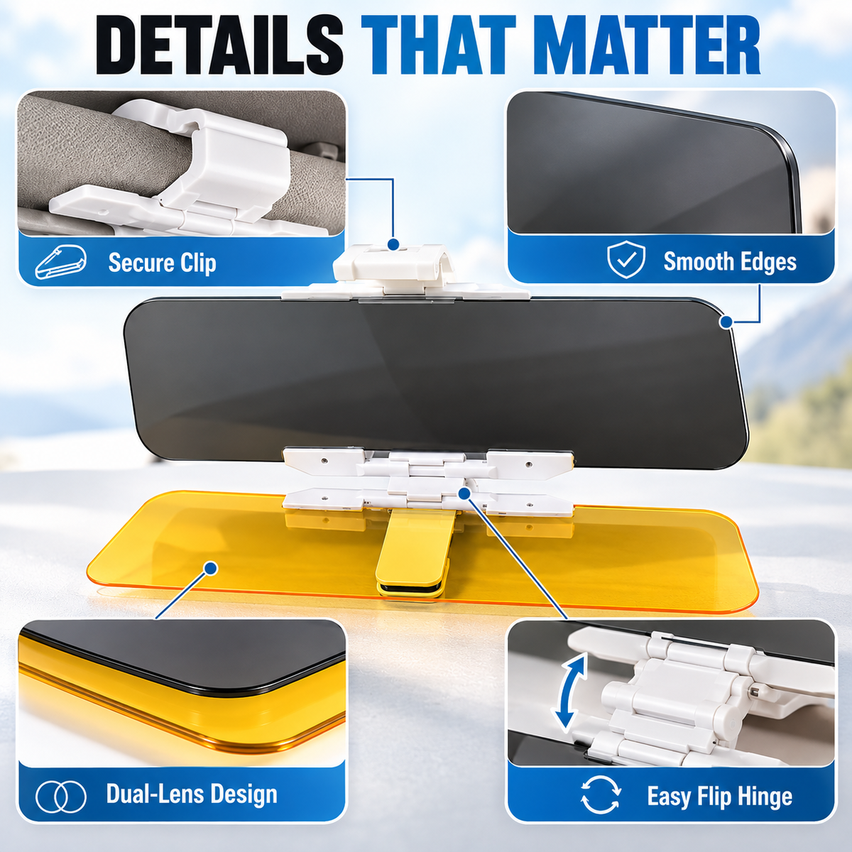 ⏳Time-Limited Special⏰Universal HD Anti-Glare Car Visor for Day & Night