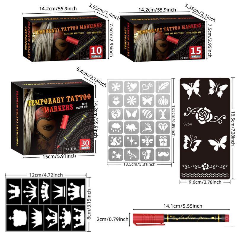 🎁🔥Last day sale 50% OFF🔥Cosmetic Grade Temporary Tattoo Markers for Skin, 10/15 Vibrant Colors Flexible Brush Tip Pens,, High Detail, Face Makeup Halloween, None Toxic, Office Stationery Writing Tool 2