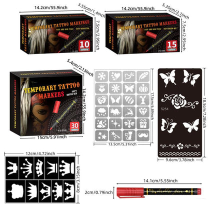 🎁🔥Last day sale 50% OFF🔥Cosmetic Grade Temporary Tattoo Markers for Skin, 10/15 Vibrant Colors Flexible Brush Tip Pens,, High Detail, Face Makeup Halloween, None Toxic, Office Stationery Writing Tool 2