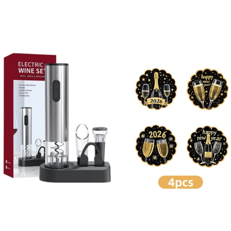 🍾 50% OFF! 🍷 Cordless Electric Corkscrew Set – USB Rechargeable, Automatic Rotation & Ergonomic Design for Gifts ✨