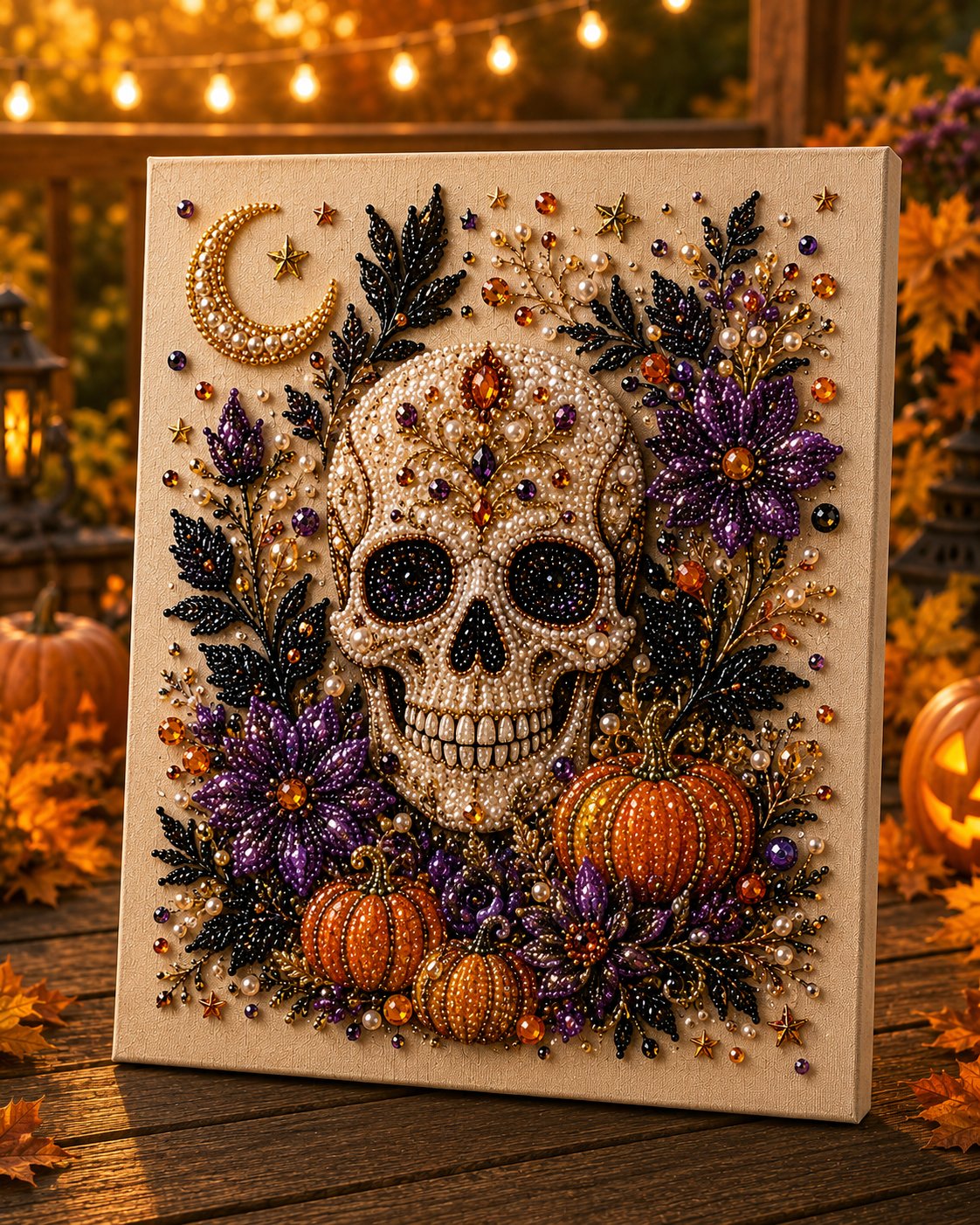 🥳2026 HOT SALE🥳💞50K+ SOLD!🎃✨ 50% OFF! Halloween Pearl Art DIY Kit – No painting skills needed, just match & place pearls. Create spooky‑cute décor for a cosy autumn home! 🧵🖼️