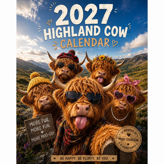 🐮2027 Funny Highland Cow Wall Calendar | A4 Hanging Calendar