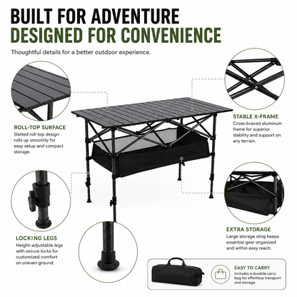 🌄New arrival 50% OFF!🏕️ Portable Camping Table – Folding, Carbon Steel, Quick Setup🪑