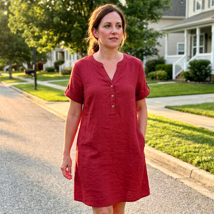 🏖️Summer Hot Sale 50% OFF🏝️👗Women's V-Neck Tunic Dress – Relaxed Fit, Pockets & Breathable