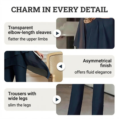 🦋【50% OFF】Charming Irregular Top & Wide Leg Pants Set🦋 | Self-Smoothing Fabric | Diagonal Seam Technology | High-Waisted Wide Leg Pants