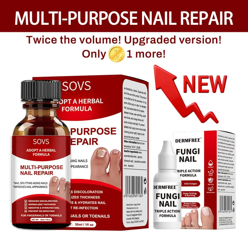 🔥Hot Sale-50%OFF!🔥🖤See Real Results Faster🖤2 bottles Nail Repair Essence for Damaged Nails💅🏻