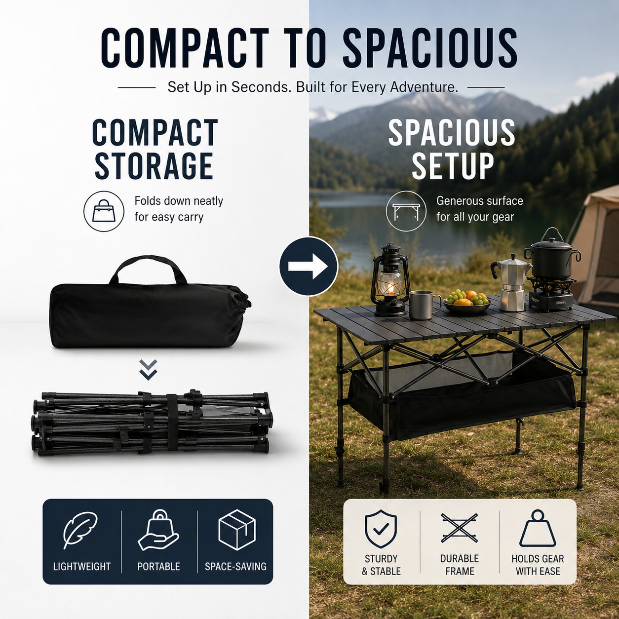 🌄New arrival 50% OFF!🏕️ Portable Camping Table – Folding, Carbon Steel, Quick Setup🪑