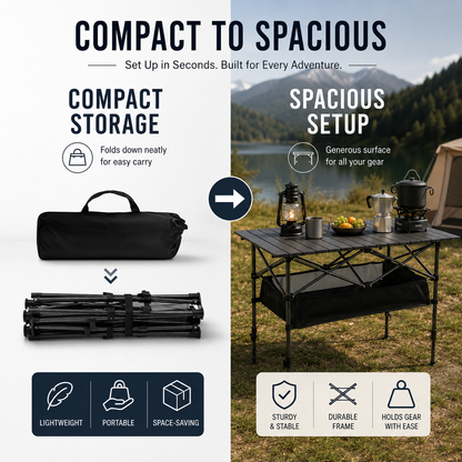 🌄New arrival 50% OFF!🏕️ Portable Camping Table – Folding, Carbon Steel, Quick Setup🪑
