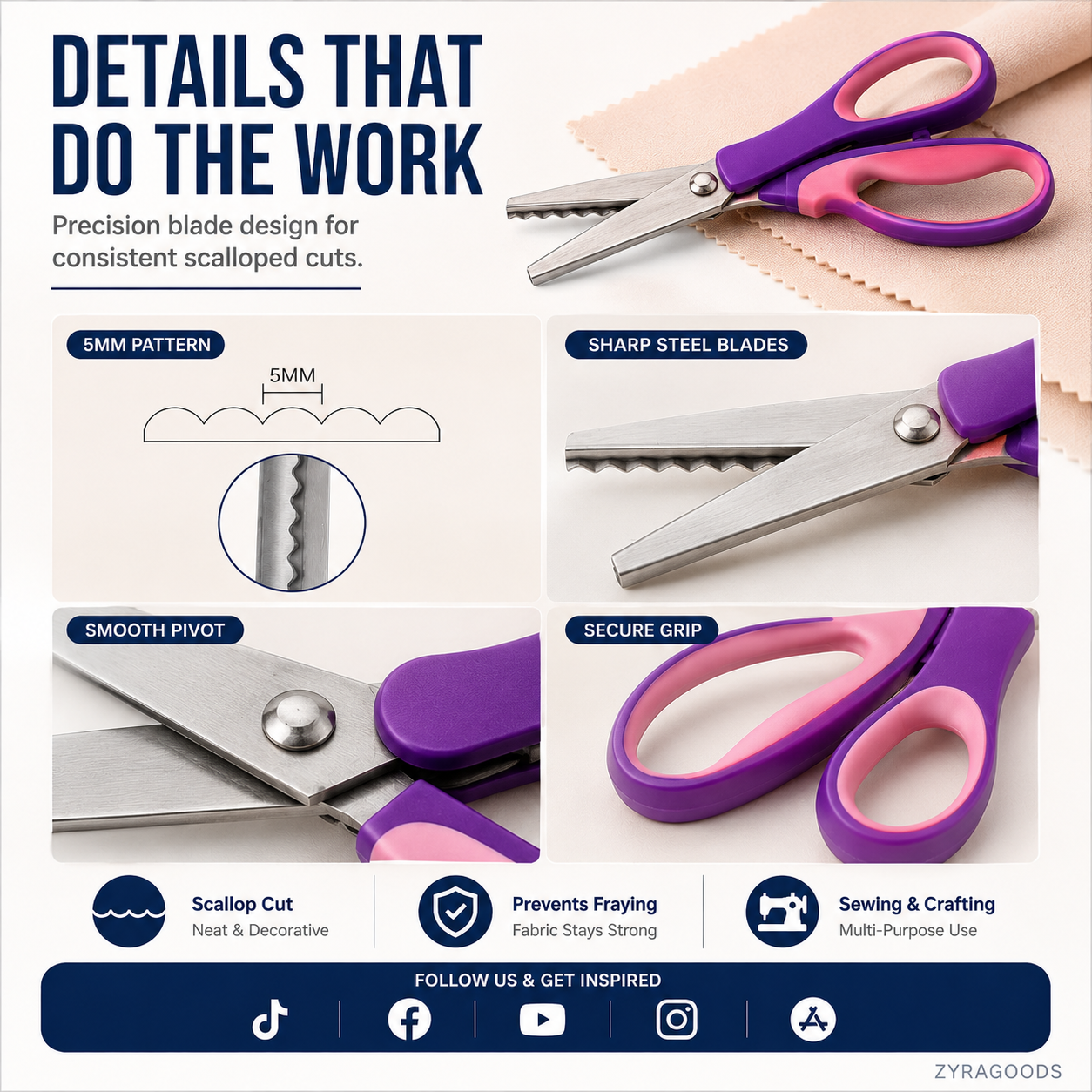Multipurpose Pinking Shears Serrated Scissors