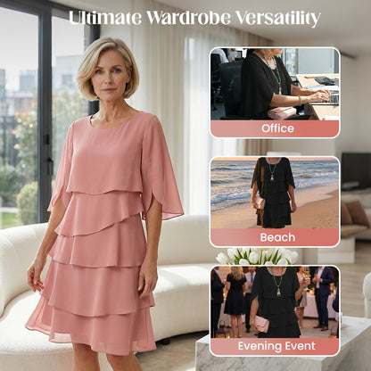 🎁 50% OFF! Women's Elegant Layered Ruffle Sleeve Dress – Effortless Style for Every Occasion 💃