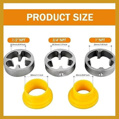 🌲Electric Drill Compatible PVC Pipe Threader Kit with Various Die Sizes