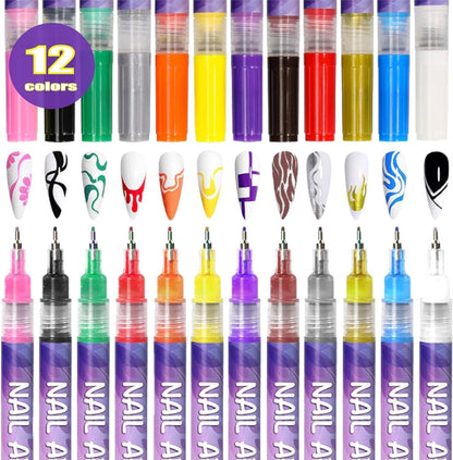 ⏳ LAST DAY SALE 50% OFF! 🎁12 Colors Nail Art Pens Set🎨💅