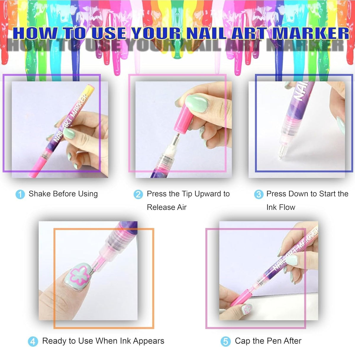 🌈 12 Colours Nail Art Pens Set: Precision Dual Tips for French Manicure, Gradient & 3D Nail Art | Salon Quality DIY Kit 🎨💅