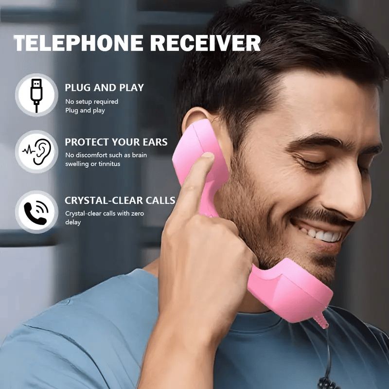 🎄Christmas Sale📞Retro Phone Handset for iPhone & Android, Type-C Vintage Telephone Receiver with HD Microphone & Speaker