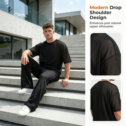 👕 50% OFF NOW! 👖 Men's Casual Loose T-shirt & Wide Pants 2-Piece Set – Streetwear Matching Outfit – Daily Lounge & Comfortable Fit 🌟