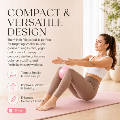 💜9-inch Anti-Burst Pilates Ball with Pump