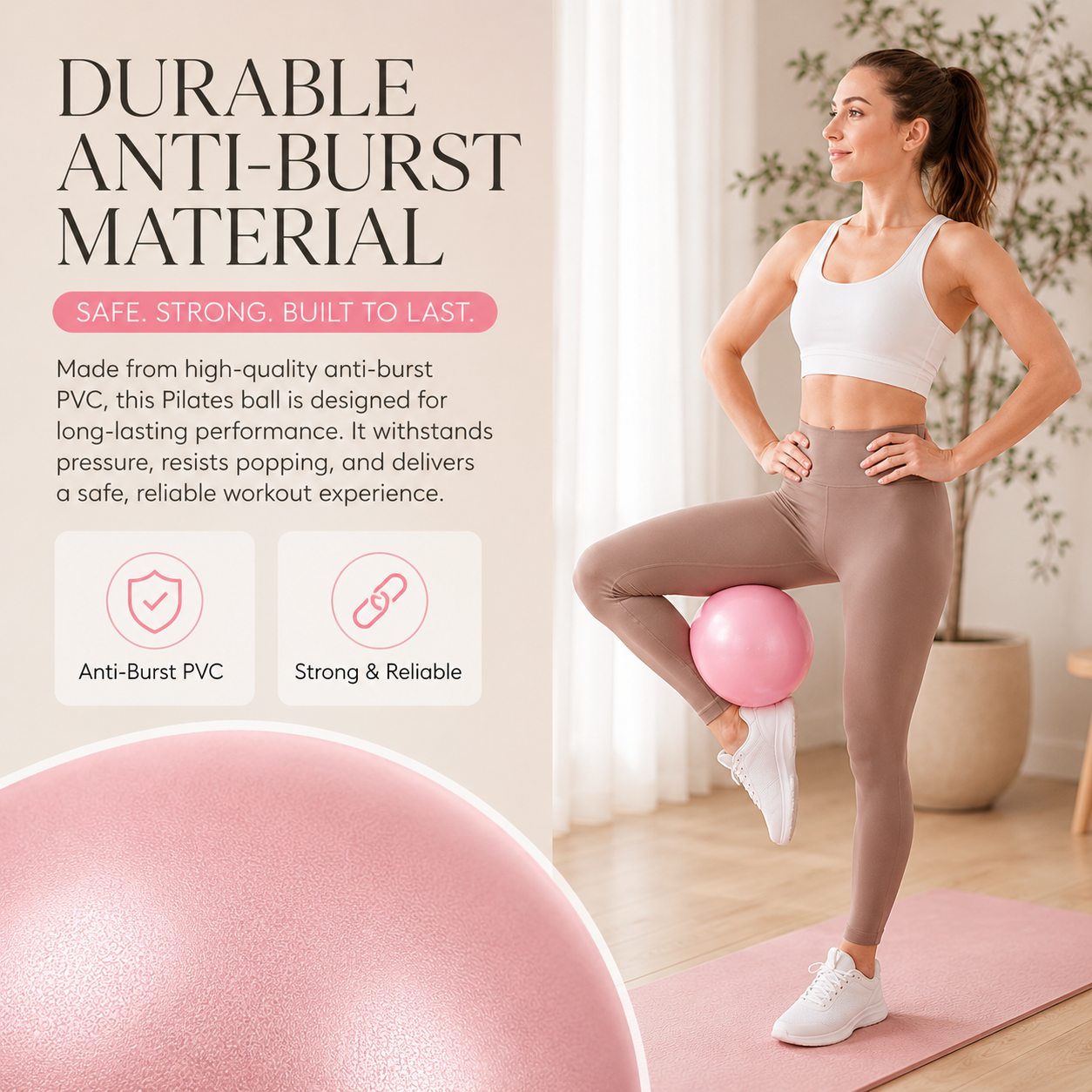 💜9-inch Anti-Burst Pilates Ball with Pump