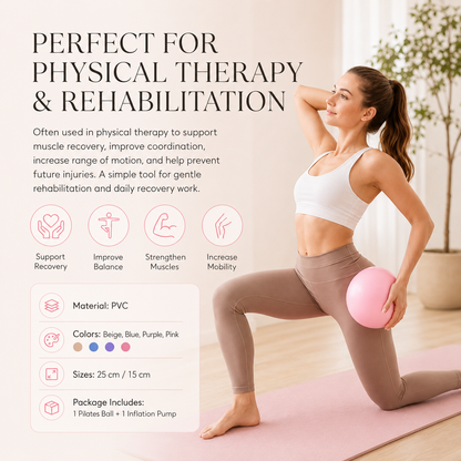 💜9-inch Anti-Burst Pilates Ball with Pump