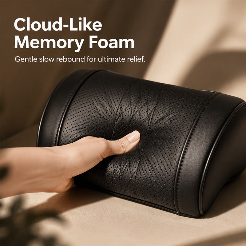 🚗 Ergonomic Memory Foam Car Headrest Pillow – Luxury PU Leather Neck Support Cushion
