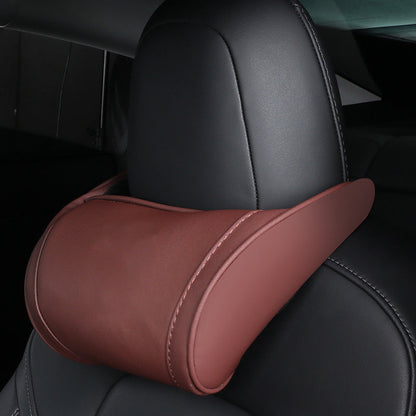 🚗 Ergonomic Memory Foam Car Headrest Pillow – Luxury PU Leather Neck Support Cushion