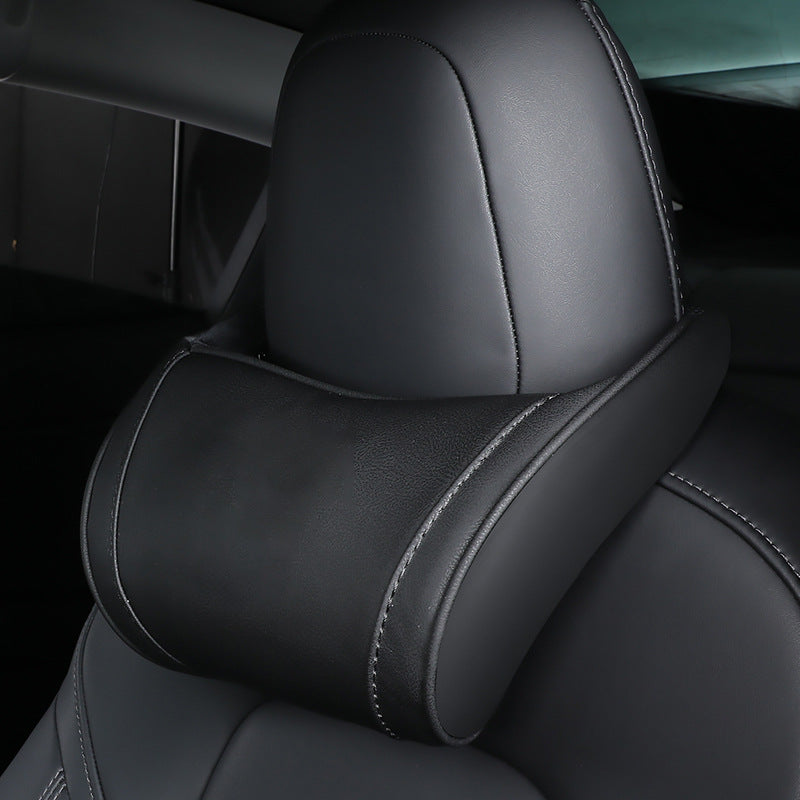 🚗 Ergonomic Memory Foam Car Headrest Pillow – Luxury PU Leather Neck Support Cushion