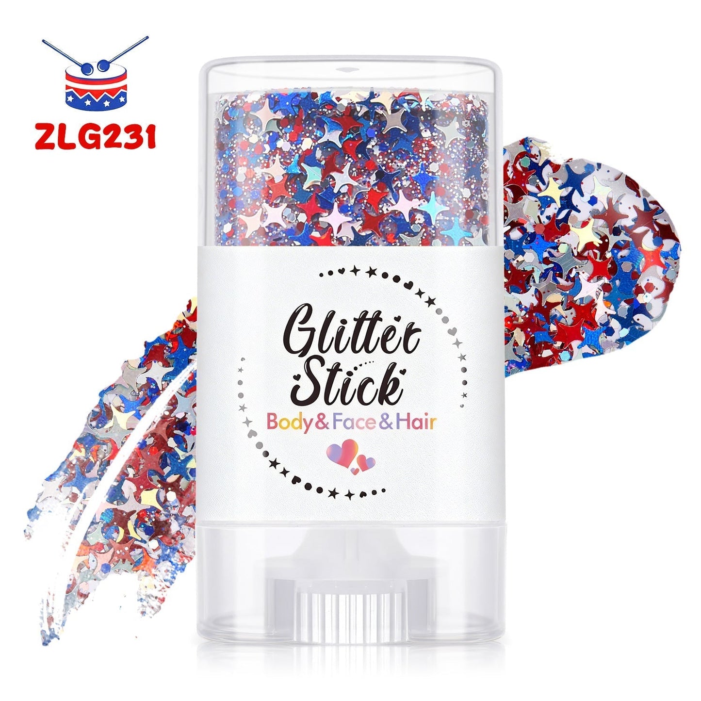 3-in-1 Patriotic Glow😍✨Red, White & Blue Glitter Body Stick
