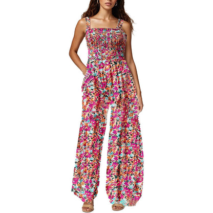 🥳2026 HOT SALE🥳💞50K+ SOLD!🌼🎨 50% OFF! Women‘s Casual Print Sleeveless Jumpsuit – Elastic smocked bust, comfy fit. Wide-leg & side pockets. Lightweight & breathable. Perfect for summer days out. 🌸🦋