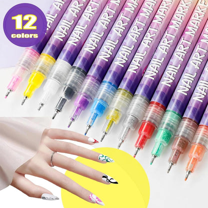 ⏳ LAST DAY SALE 50% OFF! 🎁12 Colors Nail Art Pens Set🎨💅