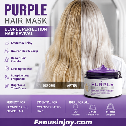 🏆Last Day: 50% Off for a Limited Time!✨Moisturizing Purple Hair Mask with Long-Lasting Scent, Anti-Brass Deep Conditioning Mask for Blonde Bleached Hair