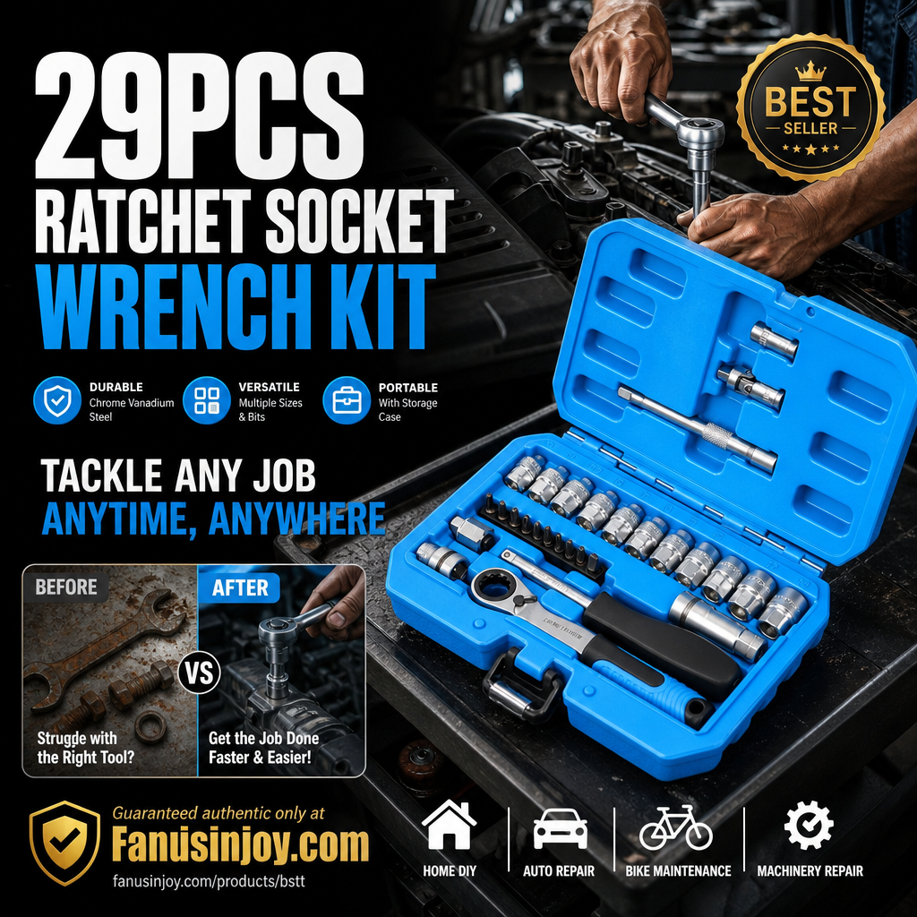 🎉 2026 Sale — Over 16,600 Sold!🔧29‑Pcs Ratchet Socket Wrench Kit 🛠️