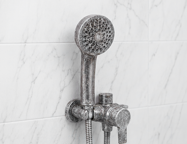 Shower head before cleaning