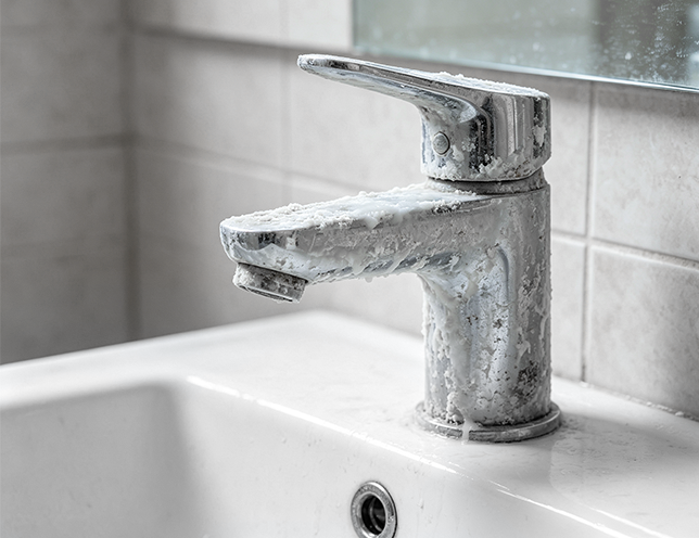 Bathroom faucet before cleaning