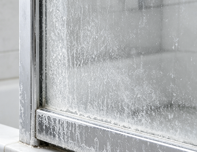 Shower glass before cleaning