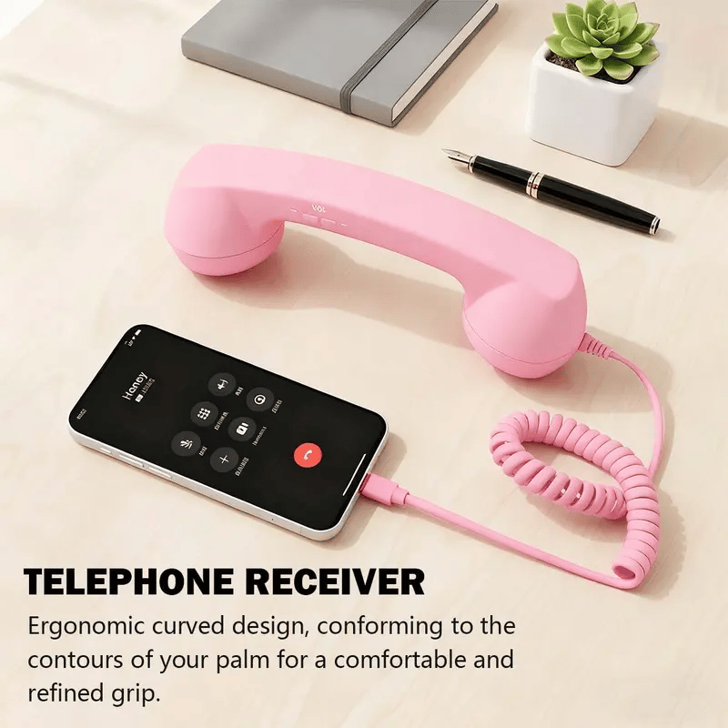 🎄Christmas Sale📞Retro Phone Handset for iPhone & Android, Type-C Vintage Telephone Receiver with HD Microphone & Speaker