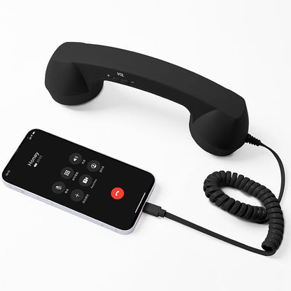 🎄Christmas Sale📞Retro Phone Handset for iPhone & Android, Type-C Vintage Telephone Receiver with HD Microphone & Speaker