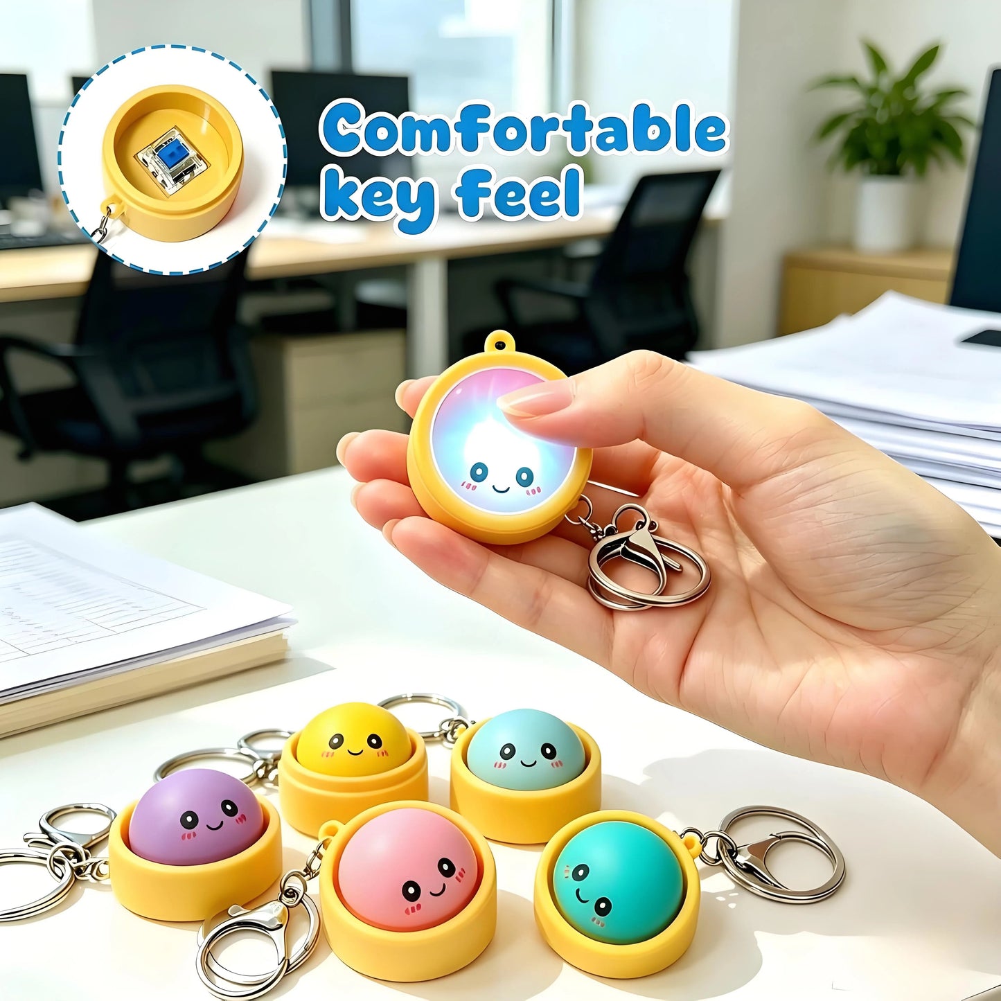 🔥 LAST DAY 50% OFF🔥  Cute Dumpling Pressable Fidget Keychain - touch sensing light