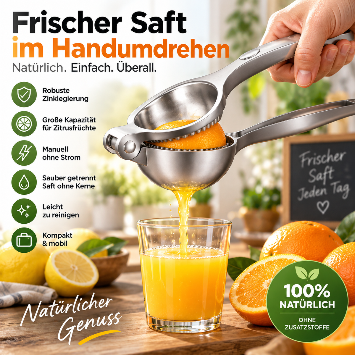 🍊 Large Zinc Alloy Portable Manual Juicer