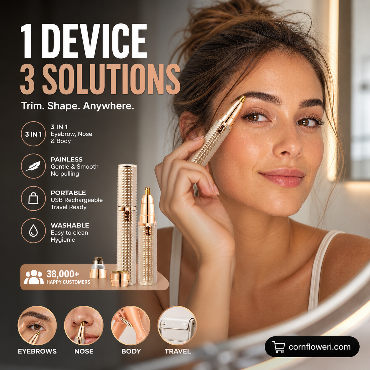 ⏳🔥LIMITED-TIME 50% OFF! ⏰Portable Electric Eyebrow Trimmer – Interchangeable Heads 🪒