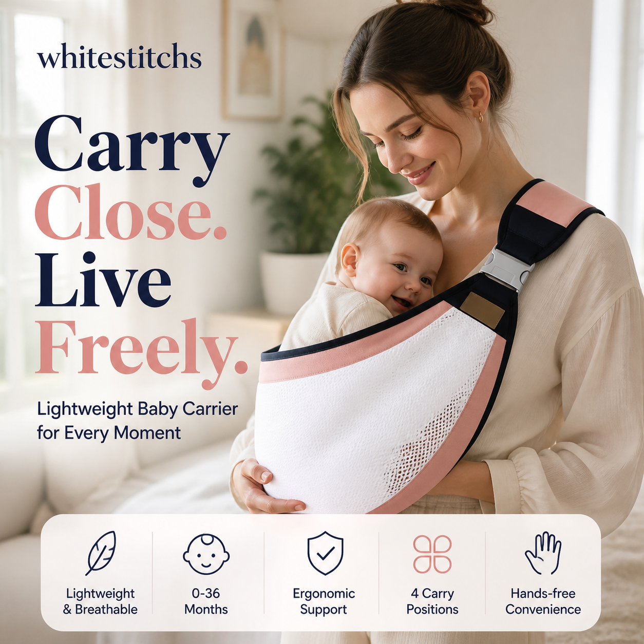 🎉Hot Sale👶4-in-1 Breathable Baby Carrier✨0-36 Months, Front/Back/Facing In/Out – Hands-Free