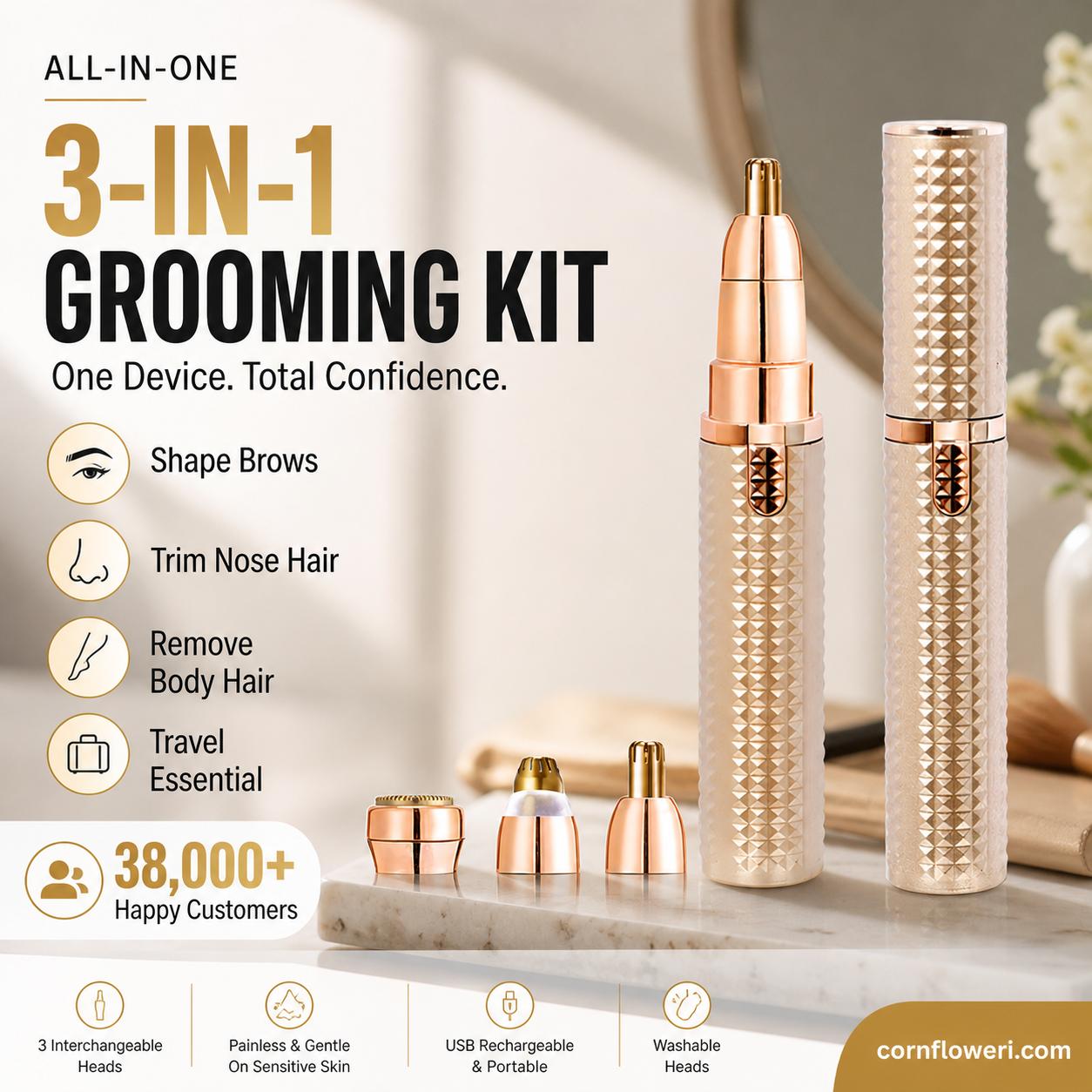 ⏳🔥LIMITED-TIME 50% OFF! ⏰Portable Electric Eyebrow Trimmer – Interchangeable Heads 🪒