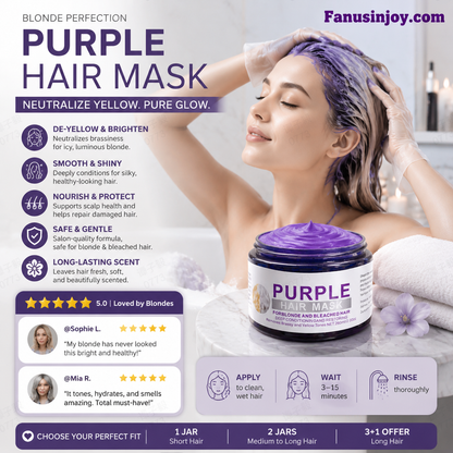 🏆Last Day: 50% Off for a Limited Time!✨Moisturizing Purple Hair Mask with Long-Lasting Scent, Anti-Brass Deep Conditioning Mask for Blonde Bleached Hair