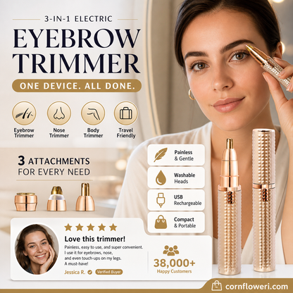⏳🔥LIMITED-TIME 50% OFF! ⏰Portable Electric Eyebrow Trimmer – Interchangeable Heads 🪒