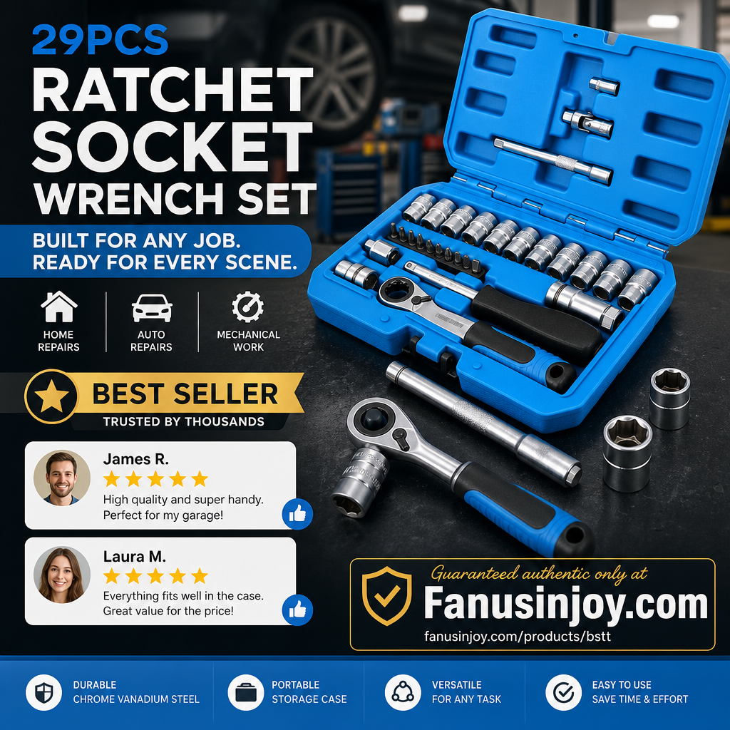 🎉 2026 Sale — Over 16,600 Sold!🔧29‑Pcs Ratchet Socket Wrench Kit 🛠️