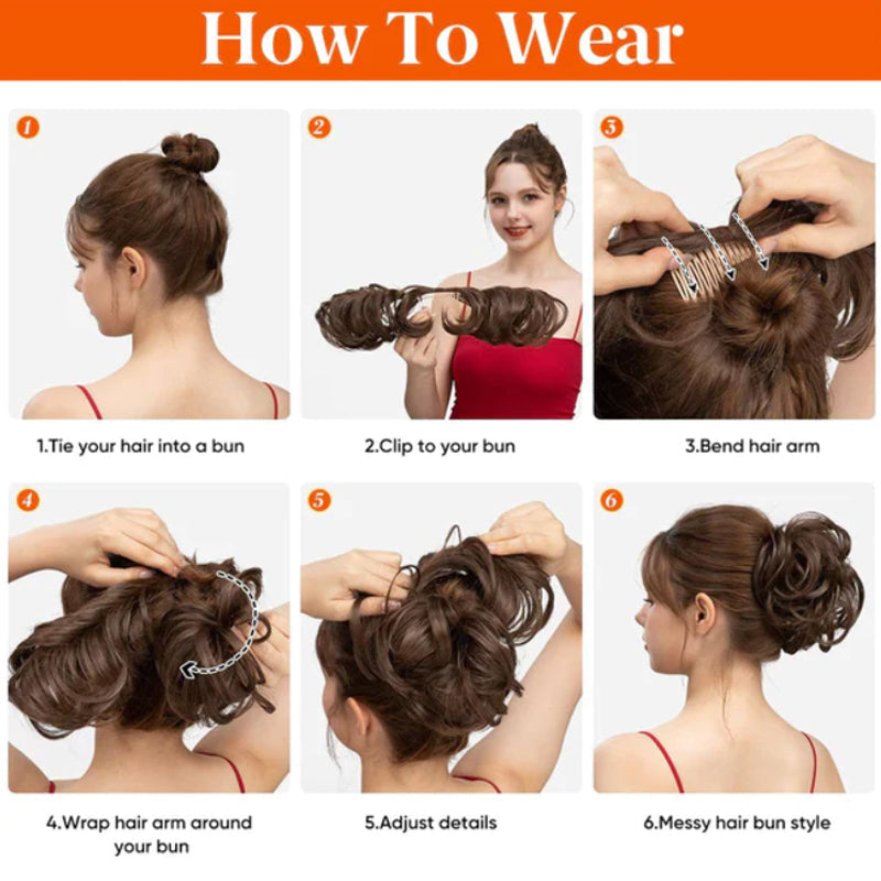 👱♀️ LIMITED-TIME 50% OFF! ✨ Clip-In Messy Side Comb Hair Bun – Instant Voluminous Updo, Heat Resistant 🎀