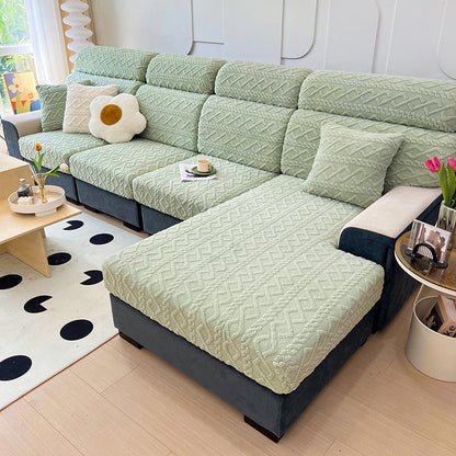 Faux Cashmere Stretch Sofa Cover with Anti-slip Backing