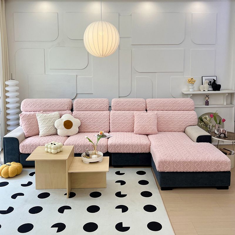 Faux Cashmere Stretch Sofa Cover with Anti-slip Backing