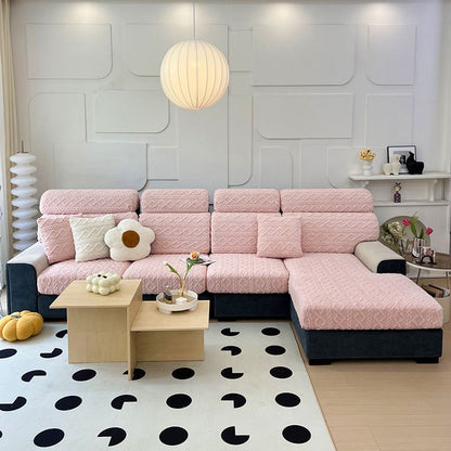 Faux Cashmere Stretch Sofa Cover with Anti-slip Backing