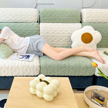Faux Cashmere Stretch Sofa Cover with Anti-slip Backing
