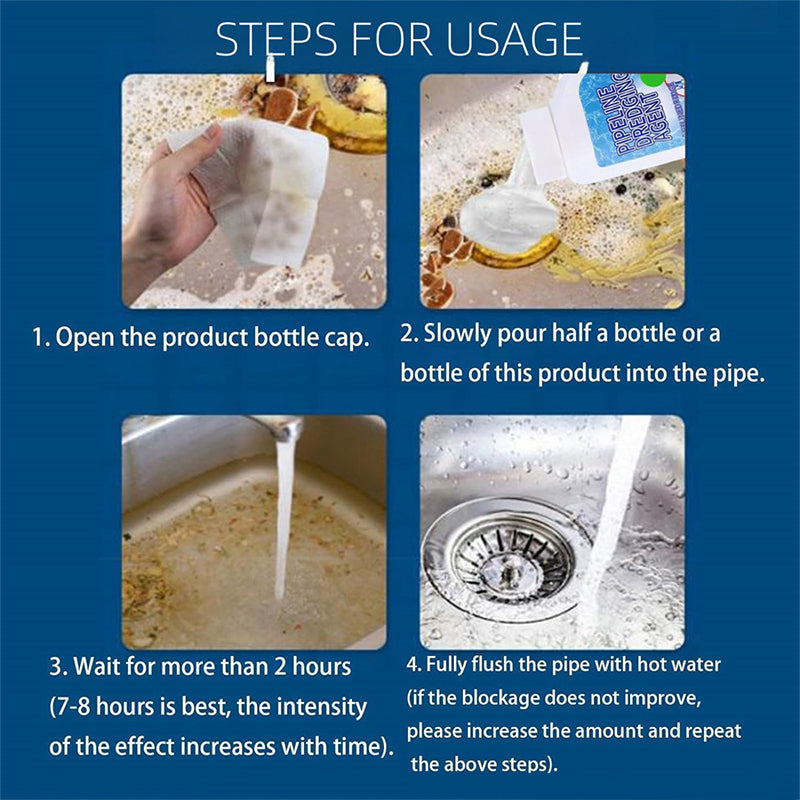 Liapu Powerful Pipe Dredging Agent for Kitchen and Toilet Pipelines - Dissolves 200+ Blockages and Kills 99% of Bacteria